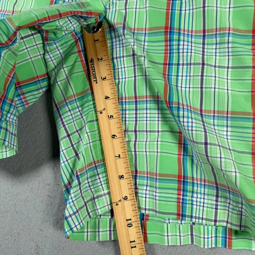 Vintage Polo Ralph Lauren Mens Green Plaid‎ Cargo Shorts Size 36 Drawstring
